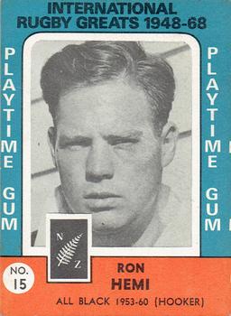 1968 Playtime Gum International Rugby Greats 1948-68 #15 Ron Hemi Front